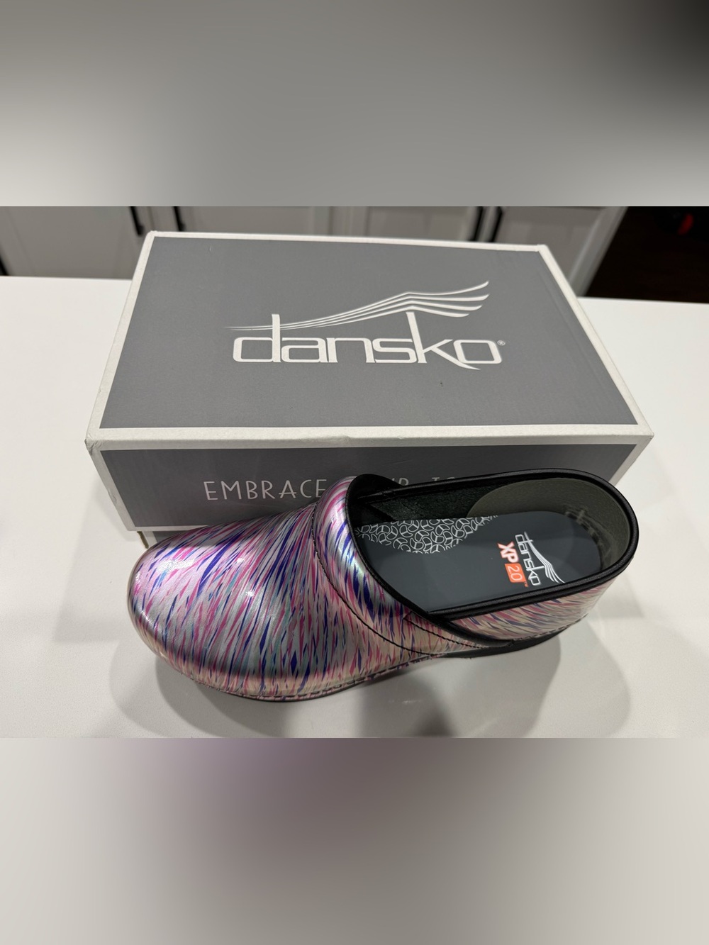 Dansko XP 2.0 Comfort Pastel Blur Leather Clog Shoes Women size 10-10.5